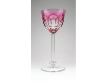 Régi rózsaszín talpas Moser kristály pohár