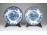 Johnson Bros kék-fehér vadász jelenetes fajansz csészealj tányér pár