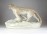 Régi hatalmas osztrák Amphora nőstény oroszlán porcelán szobor 42.5 cm