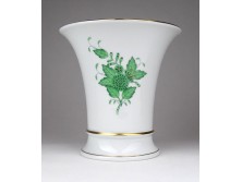 Régi zöld Apponyi mintás Herendi porcelán váza 14 cm
