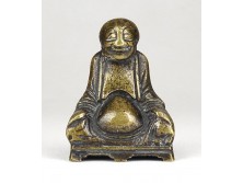Antik kisméretű nevető Buddha bronz szobor 6.5 cm