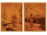 Régi japán keleti intarziakép pár gésával 24.5 x 19 cm