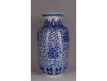 Jingdezhen jelzett kék fehér porcelán váza 33 cm