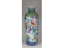 Nagyméretű kínai mintás kézzel festett porcelán váza 46 cm