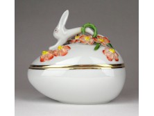Régi húsvéti tojás alakú Herendi porcelán bonbonier nyuszival