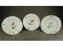 Tulipános Herendi porcelán tányér készlet 3 darab
