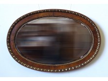 Antik nagyméretű ovális alakú ökörszemes fazettázott tükör 90 x 132 cm
