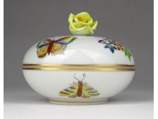 Virág mintás sárga rózsás Herendi porcelán bonbonier