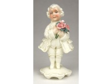 Antik ENS porcelán kisfiú rózsacsokorral 13 cm