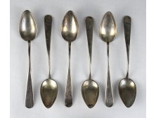 Antik 1843-ból való 13 lattos ezüst kiskanál készlet 6 darab 130g