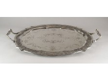 Régi gyönyörű nagyméretű ezüst tálca tisztán az ezüst súlya 1860g