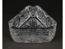 Régi vastagfalú csiszolt kristály hamutál 13 cm