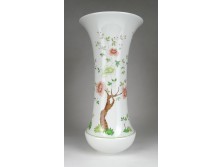 Nagyméretű ritka kézzel festett Hollóházi porcelán váza 36 cm