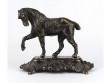 Bronz ló szobor barokk talapzaton 13 x 16 cm
