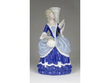 Régi jelzett német rokokó nő porcelán figura 16 cm