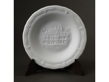 Jelzett Hollóházi litofán porcelán tányér dísztányér 12 cm