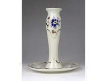 Búzavirágos Zsolnay porcelán gyertyatartó 14 cm