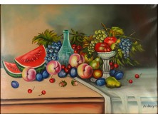XX. századi festő : Asztali gyümölcs csendélet