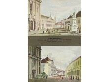 Keretezett régi Budapest kép pár 30 x 22.5 cm A FERENCIEK-TERE PESTEN