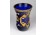 XIX. századi kézzel festett kobaltkék fújt üveg Biedermeier pohár 11.7 cm
