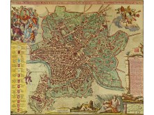 Keretezett antik Róma térkép színes nyomat 51.5 x 54 cm