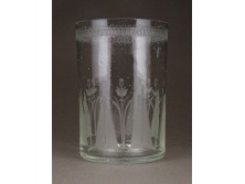 Antik helvéciai csiszolt mintás fújt üveg pohár 1700-as évekbeli darab 11 cm