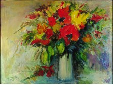XX. századi művész : Asztali virágcsendélet vázában