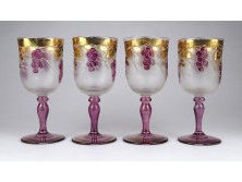 Gyönyörű aranyozott szőlőfürtös pohár készlet 4 darab
