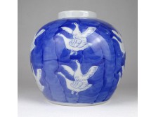Hibátlan kék-fehér keleti mintás ludas porcelán váza 13.5 cm