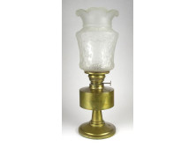 Antik lámpagyári sárgaréz petróleumlámpa gyönyörű üveg tulipán burával 44.5 cm