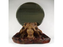 Antik szecessziós női fejes tükör 54 x 43 cm