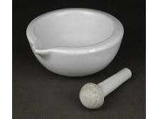 Antik fehér kisméretű Elbogen porcelán gyógyszerészeti patikamozsár