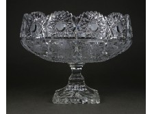 Csiszolt talpas kristály asztalközép kínáló tál gyümölcsös tál 20.5 cm