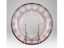 Régi csiszolt üveg asztalközép kínáló tál 23.5 cm