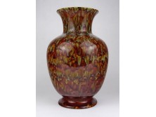 Nagyméretű jelzett mid century fojatott mázas Gránit kerámia váza 25.5 cm
