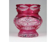 Régi csiszolt rózsaszín üveg váza