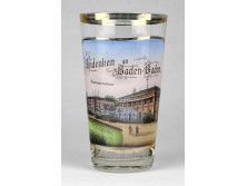 Antik festett Baden-Baden üveg kúrapohár 12 cm