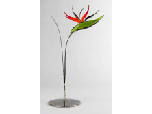 Modern fém csiszolt üveg papagájvirág dísztárgy 20 cm