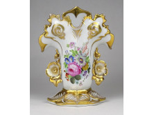 Antik kézzel festett aranyozott Elbogen porcelán váza 16.5 cm