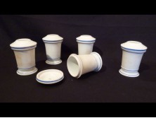Antik porcelán patika edény tégely 5 db