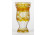 Régi csiszolt virágdíszes borostyánsárga talpas Moser üveg váza 10 cm