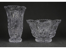Hibátlan csiszolt üveg kristály váza pár