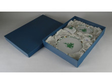Zöld Apponyi mintás Herendi porcelán készlet dobozában 5 darab