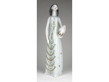 Hollóházi vízhordó lány nagyméretű porcelán szobor 28 cm
