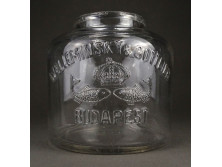 Antik nagyméretű monarchiás Welleminsky és Gottlieb ruszlis üveg edény befőttesüveg 19 cm