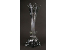 Antik koronás fújt muránói üveg váza 27 cm