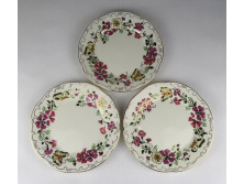 Pillangós vajszínű Zsolnay süteményes tányér 3 darab