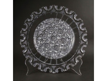 Antik XIX. századi csiszolt kristály kínáló tál 28.5 cm