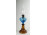 Antik színes üveg kék borostyán petróleumlámpa cilinderrel 48.5 cm