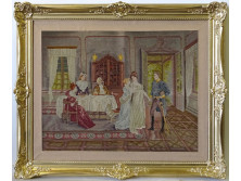 Hatalmas gobelin aranyozott Blondel keretben  158 x 189 cm kora XIX sz. vége